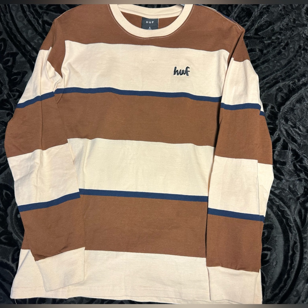 Mens Huf striped crewneck t shirt long sleeve